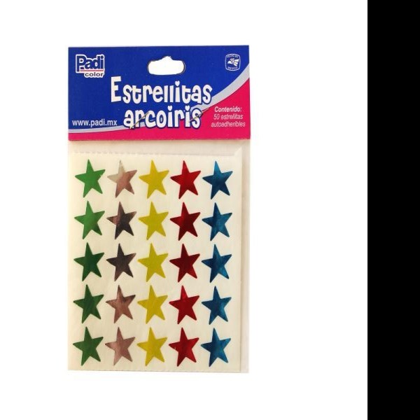ESTRELLA ADHE. ARCOIRIS BOLSA C50 PZ. COL. SURTIDO
